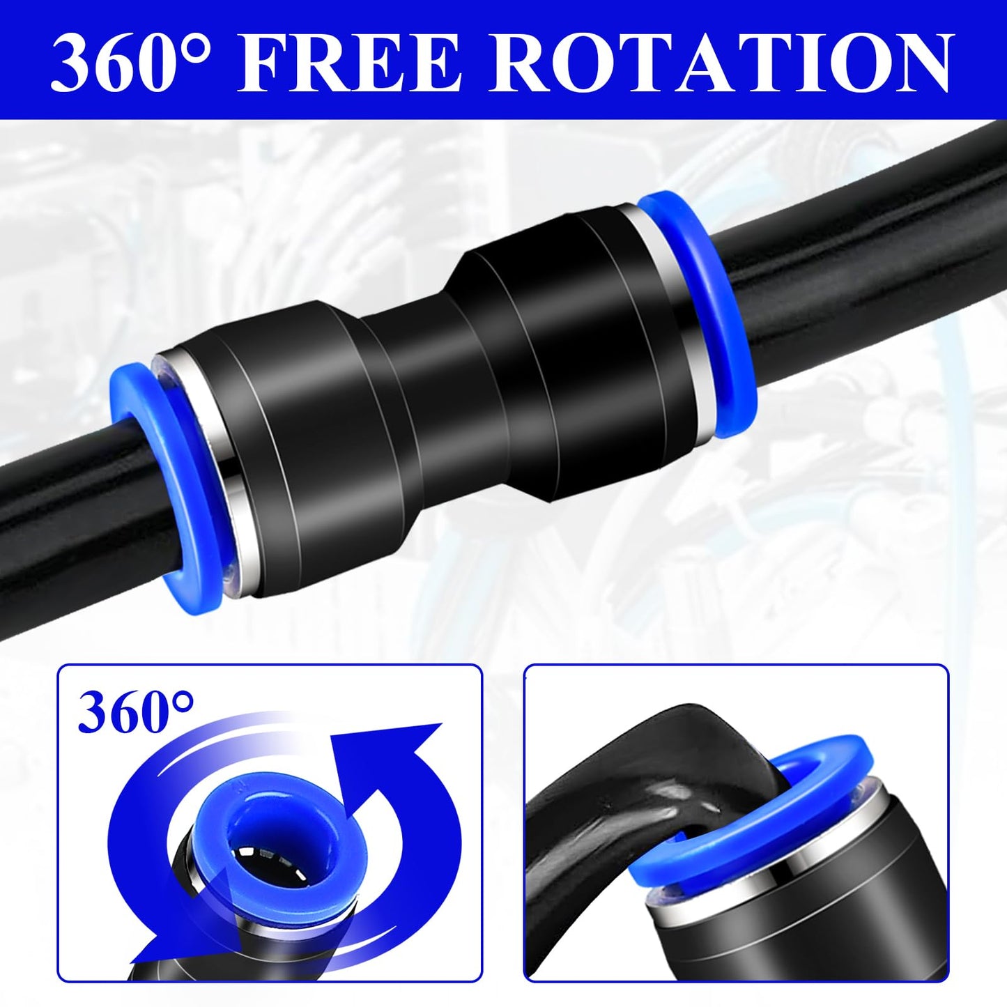 Supkiir 100Pcs Straight Push Connectors, Plastic Pneumatic Connectors Quick Release Push to Connect Fittings Kit, Air Hose Fittings Air Line Fittings for 4 6 8 10 12 mm Tube