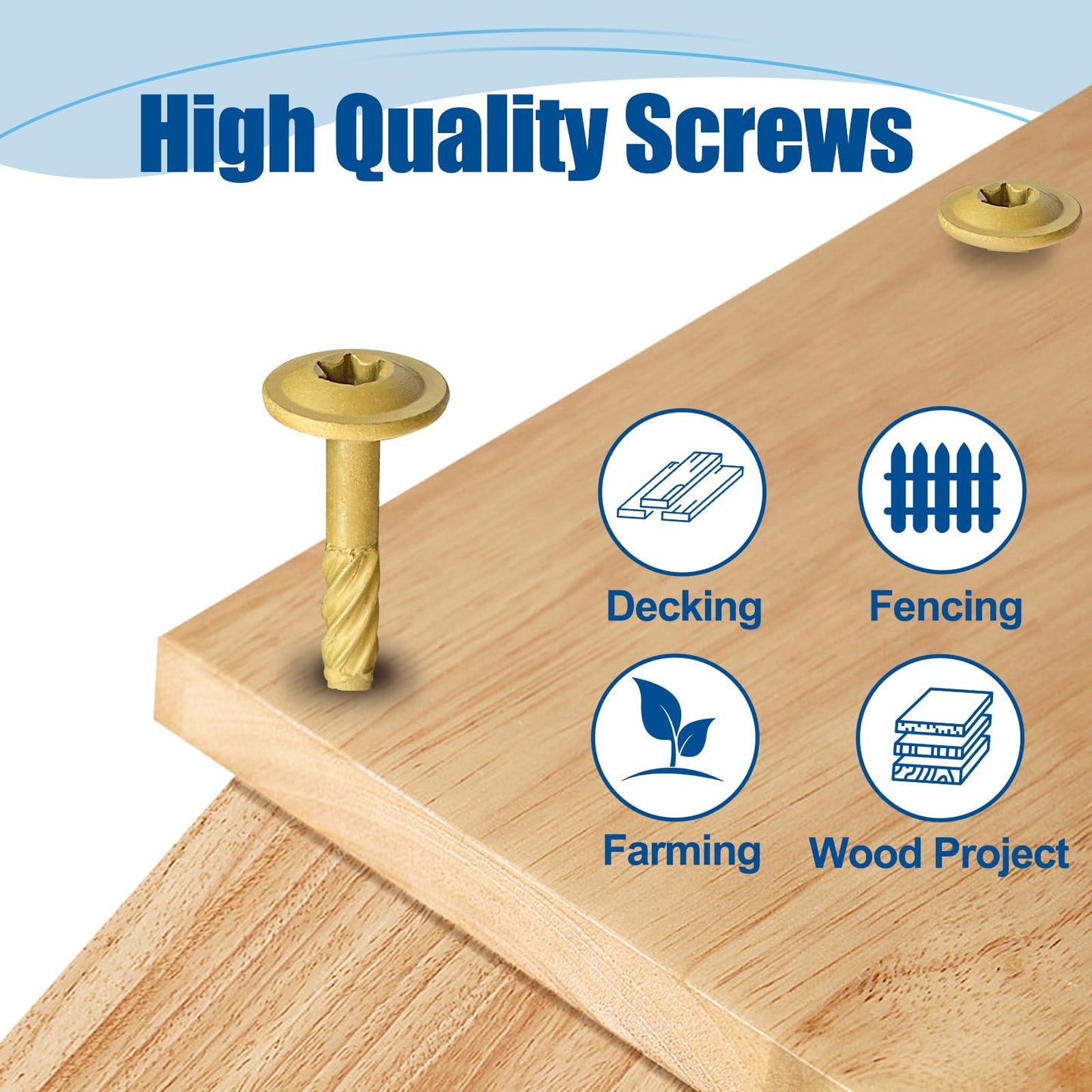 ANCHOREASE Lag Screws #14×3", 100PCS Heavy Duty Construction Screws, Rust Resistant, Washer Head, Bronze Coated External Wood Screws, Trusss Lag Screws, 2PCS T30 Star Bit Included