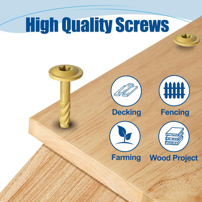 ANCHOREASE Lag Screws #14×3", 100PCS Heavy Duty Construction Screws, Rust Resistant, Washer Head, Bronze Coated External Wood Screws, Trusss Lag Screws, 2PCS T30 Star Bit Included