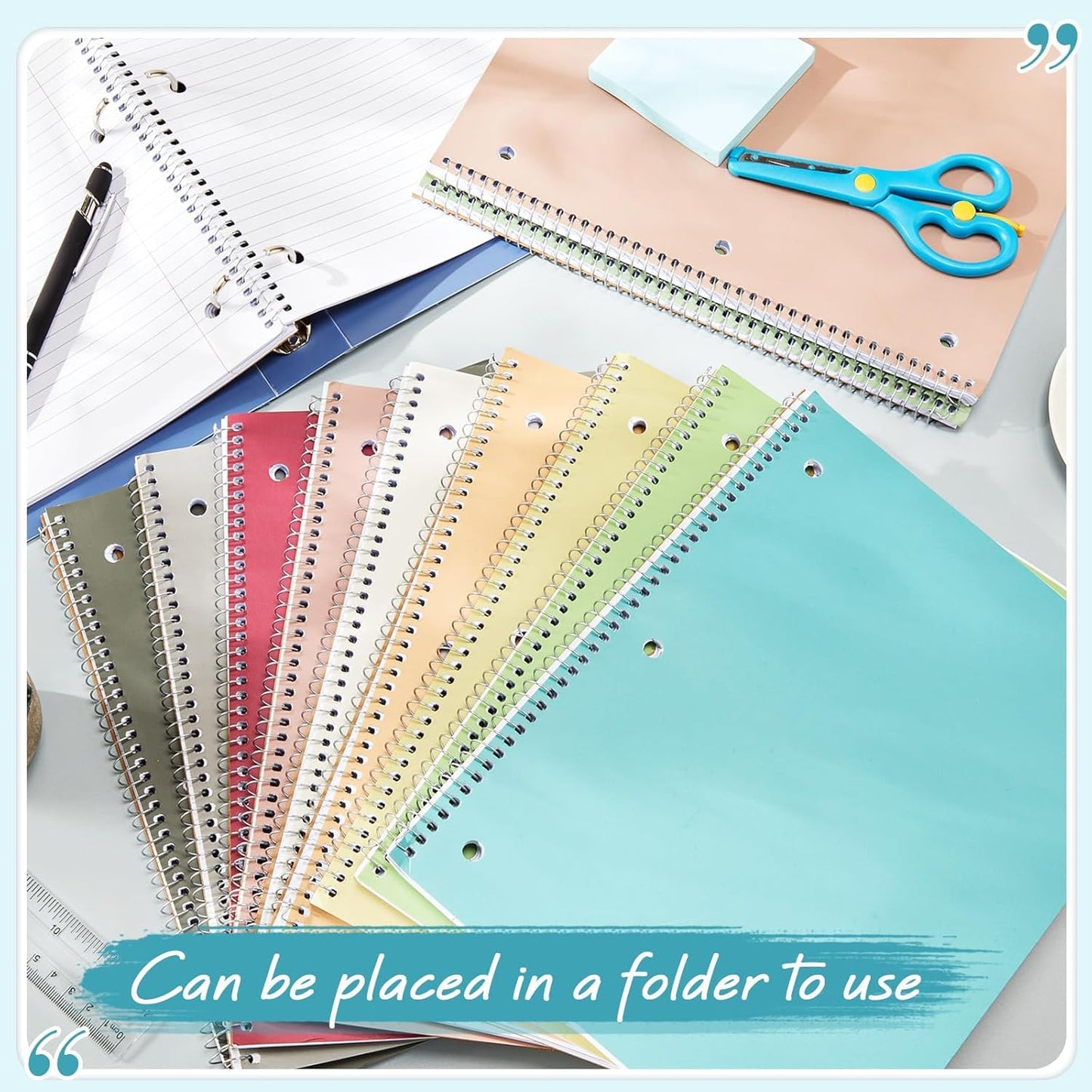 Aesthetic Spiral Notebook 6 Pack - 1-Subject College Ruled Paper, 8" x 10-1/2", 70 Sheets per Notebook, Hardcover 3 Hole Morandi Colors Easy Tear Line Spiral Notebooks for School Office