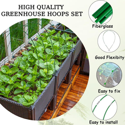 36Pcs Greenhouse Hoops for Raised Beds,8ft Greenhouse Hoops,Grow Tunnel,6 Sets Garden Hoops Rustproof Plastic Coated Steel Support Frame Hoops for Raised Beds, Garden Tunnel Row Cover Hoops Kit