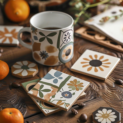 Zilphoba 10pcs 4''x4'' Ceramic Tiles for Crafts, Blank Ceramic Coaster for Craft, White Unglazed Tile with Cork Backing Pad for Painting, Alcohol Ink, Acrylic Pouring, DIY