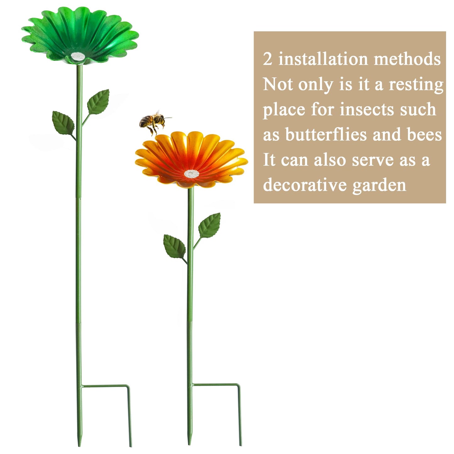 Bee Watering Station,4 Pack Metal Flower Bee Cups for Garden Thirsty Pollinators，Outdoor Garden Yard Patio Decor