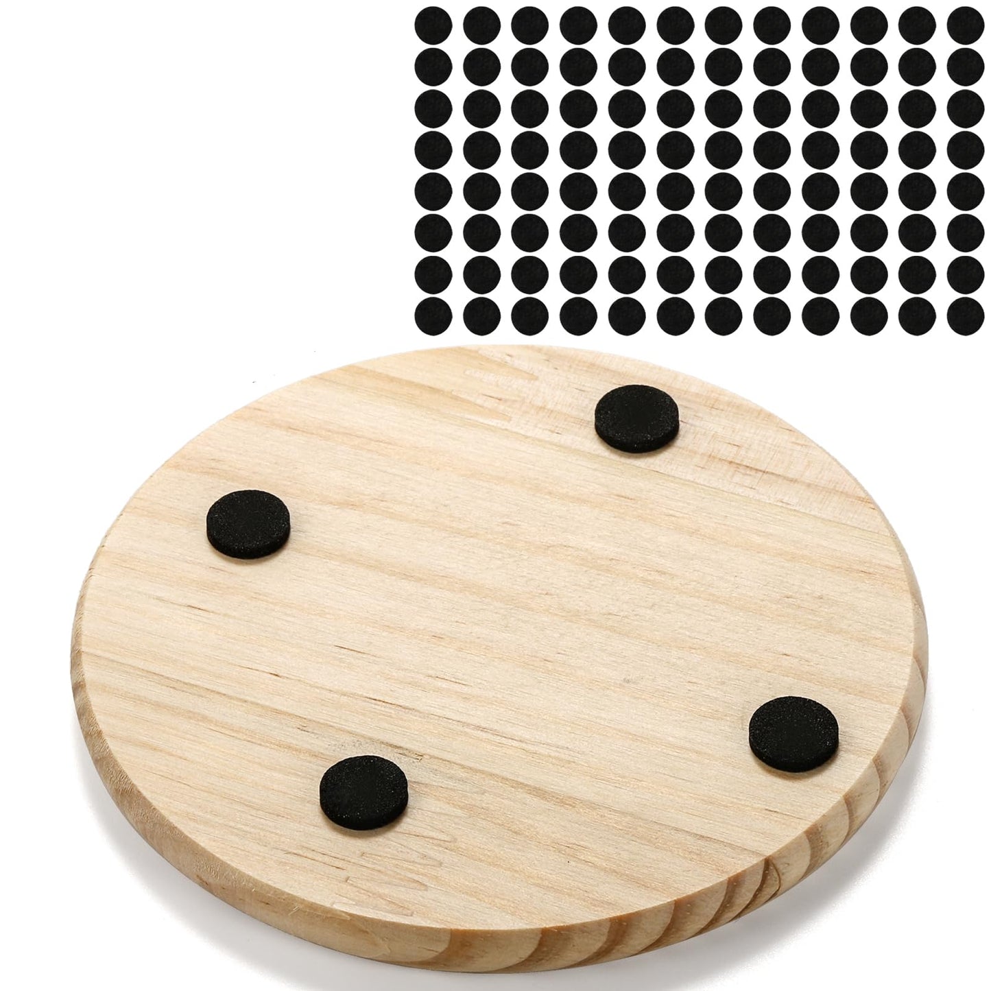 Dicunoy 24 PCS Unfinished Wood Coasters, 4 inch Round Thick Wooden Blank Coasters for Crafts with 96PCS Foam Knots for DIY Mosaic, Coaster, Laser Cutting Engraving, Painted, Pyrography, Arts