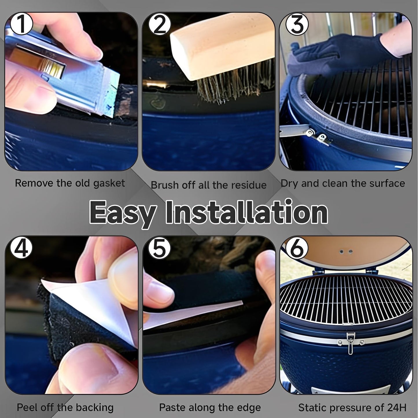 15Ft Kamado Joe Grill Gasket Seal Replacement Kit, 1.2" Wide, 0.2" Thick, High-Temp Adhesive Felt for Classic Joe, Big Joe, Vision & Oklahoma Grills, Smoker Accessories