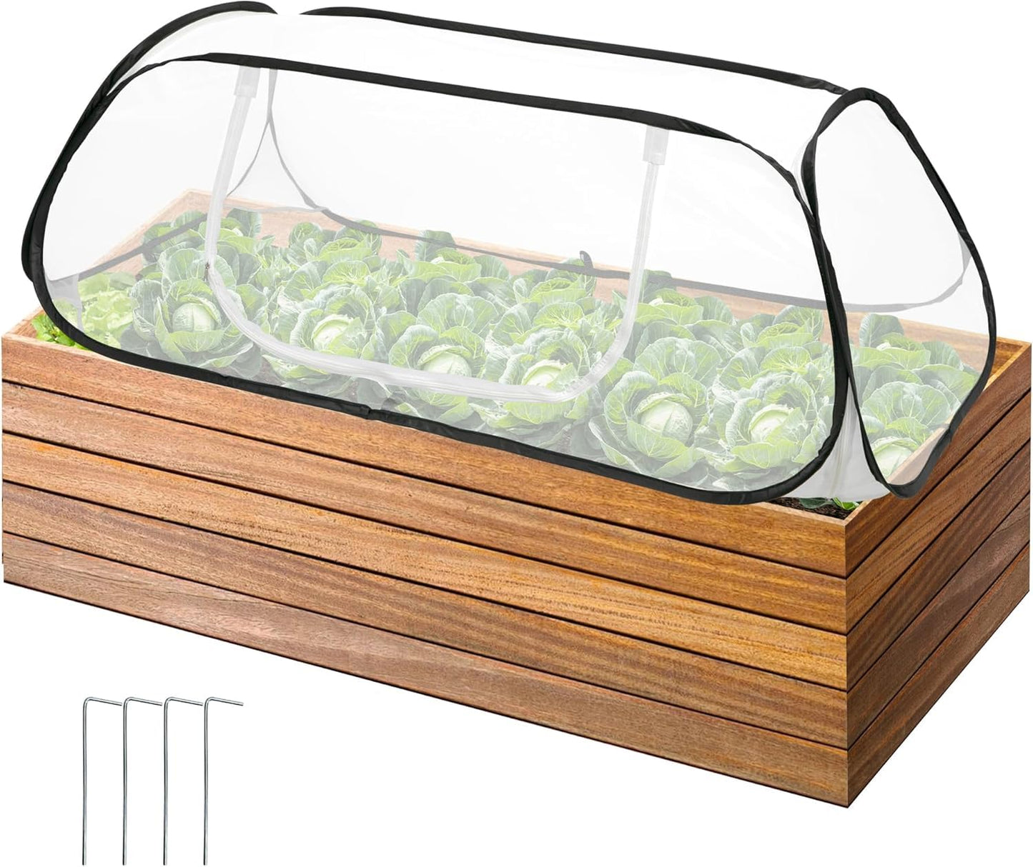 45x22x16 Garden Row Accelerator Plants Cover - Pop Up Raised Garden Bed Vegetable Rows Plant Protector,Insect Bird Barrier Plant Net Cage with Stakes for Protecting Seedlings Fruits Vegetable Row