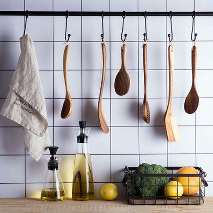 Bekith 8 Pack Wooden Spoons for Cooking, Kitchen Utensils Set, Natural Teak Long Wood Spoon and Spatula for High Heat Stirring, Baking, Non Stick Pots and Pans