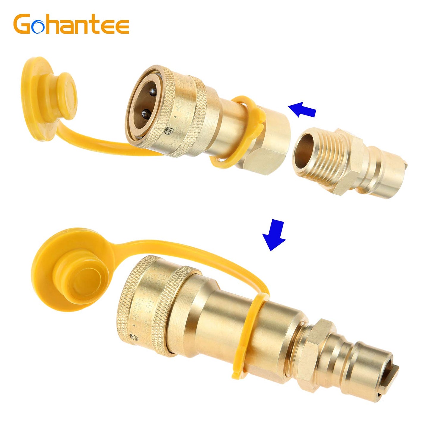 1/2" Gas Quick Connect Kit, Disconnect Connector with Male Insert Plug, Solid Brass 1/2 inch Natural Gas Propane Quick Connect Adapter