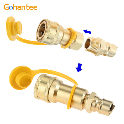 1/2" Gas Quick Connect Kit, Disconnect Connector with Male Insert Plug, Solid Brass 1/2 inch Natural Gas Propane Quick Connect Adapter