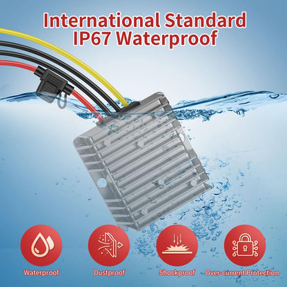 12V to 24V DC Step Up Converter 15A 360W | Waterproof DC to DC Boost Converter | with Fuse for Safe Power | for Golf Cart, Truck, Car, Boat, LED, Solar, Audio Devices
