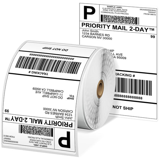 Phomemo 4x6 Label Stickers Roll for Thermal Label Printer - 500pcs White Shipping Labels/Roll, Commercial Grade Thermal Shipping Label for Small Business Supplies - Water/Oilproof 4x6 Mailing Labels