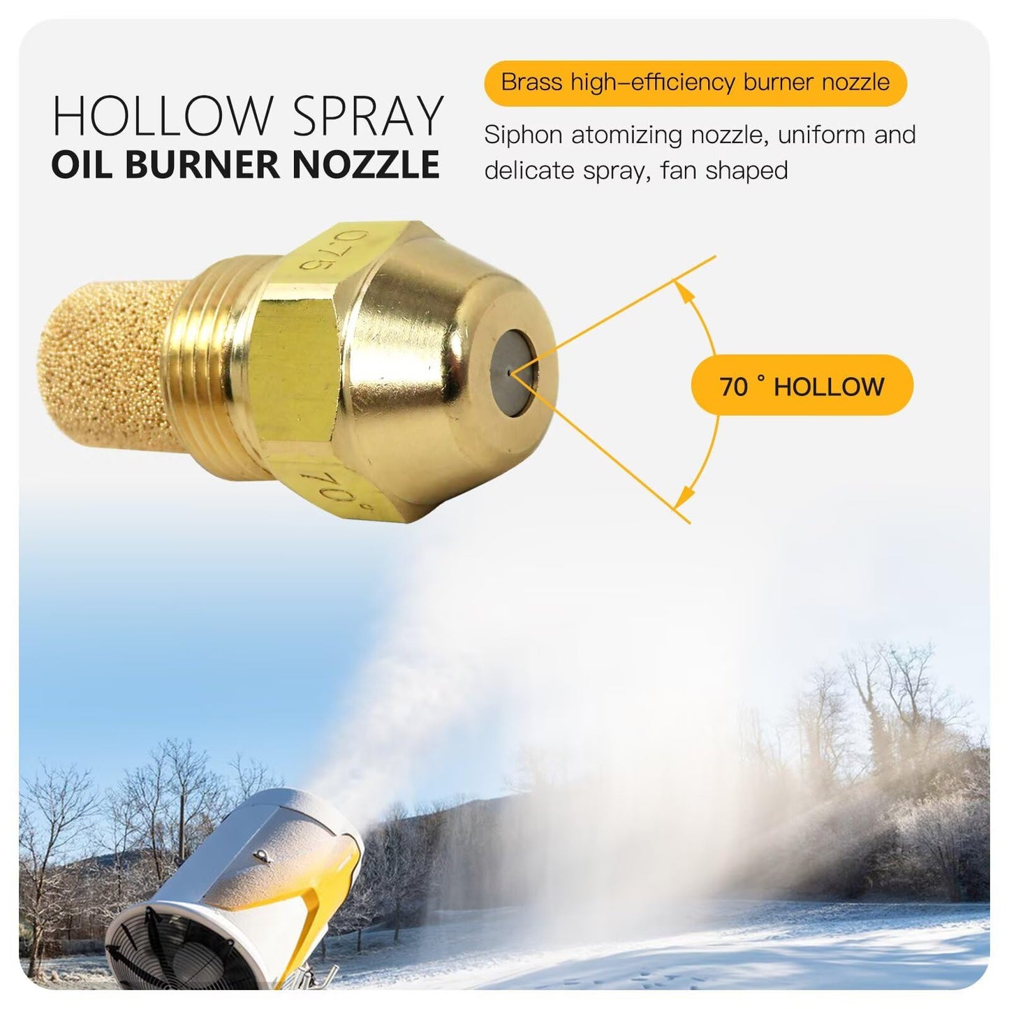 Vicue .75 70° A Hollow Oil Burner Nozzle for Delavan 7570A, .75-70A, 00075-70A1