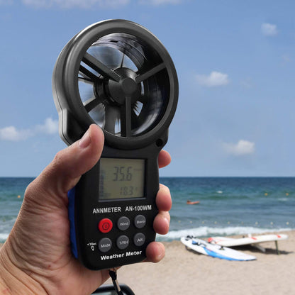AIOMEST Handheld Wind Speed Chill Temperature Meter Tester, Digital Anemometer for Air Flow, Velocity, Air Pressure, Humidity Altimeter Gauge, AI-100WM