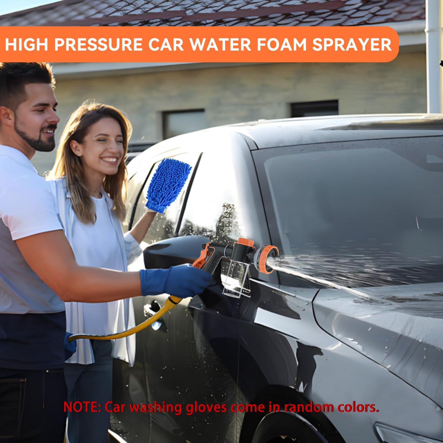 Upgrade Dog Washing Hose Attachment 10 Sprayer Pattern Outdoor, Garden Hose Nozzle with Soap Dispenser for Car Washing, Dog Shower Attachment with Brush for Pet Bathing, Pet Shampoo Hose Foam Sprayer