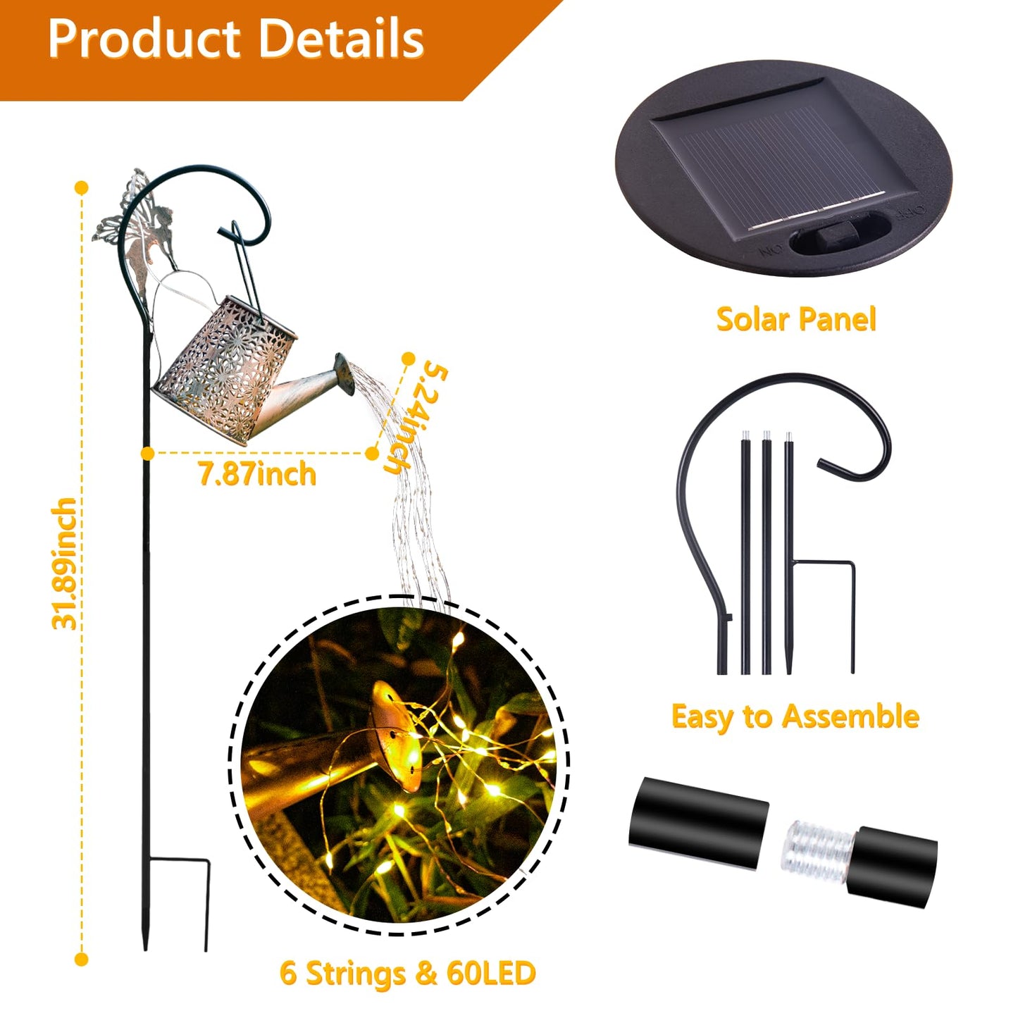 SRNPMIU Solar Garden Decorations Light - Watering Can with Light,Hanging Waterproof Landscape Lantern Lights,Outside Decorations for Yard Patio Pathway