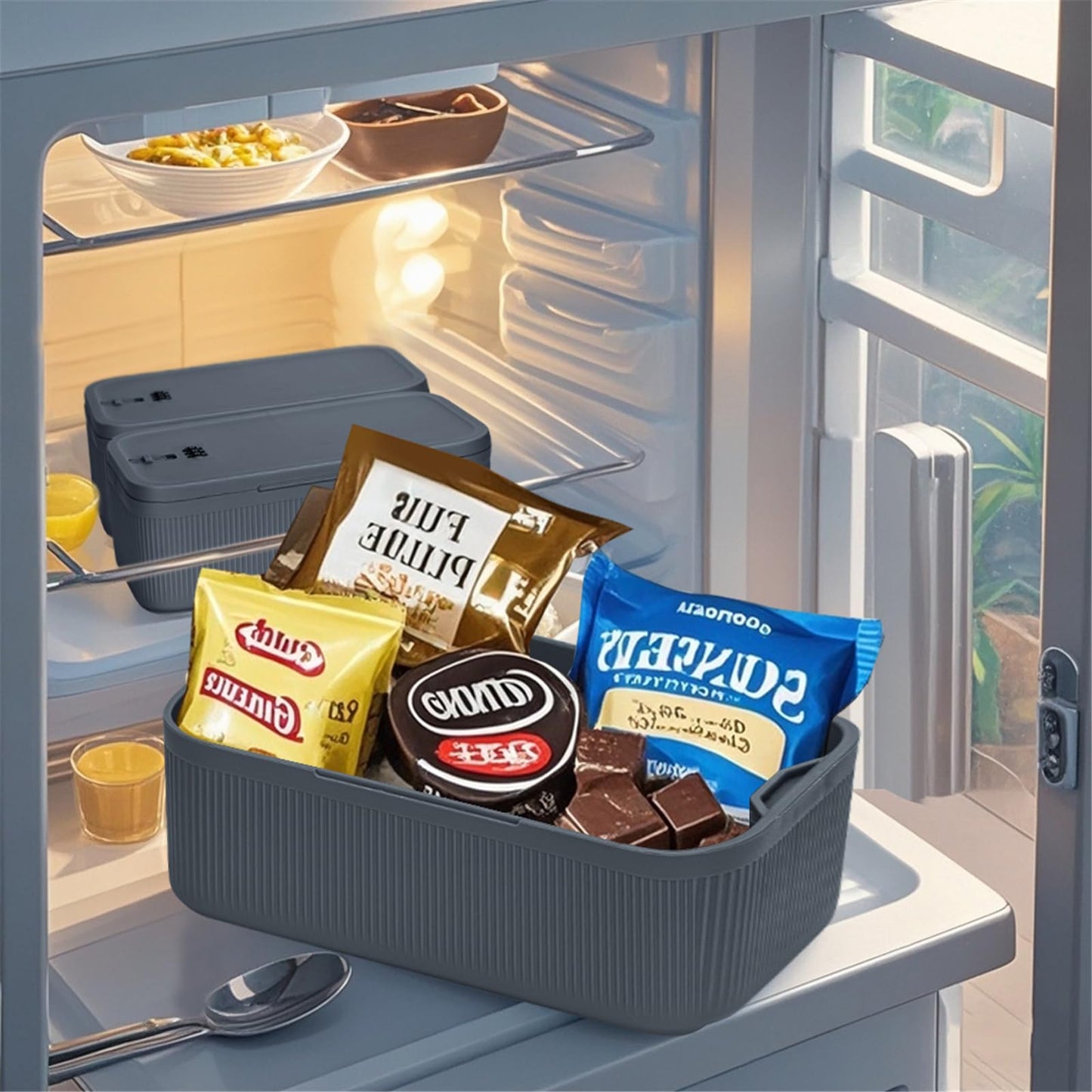 Small Lock Box with Code for Snacks, Medicine, Mobile Phone Storage, Phone Lock Box Video Games,Social Media,Snacks Cravings,Self-Control Lockable Storage Box, Phone Locker Locking Container.Blue