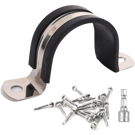 Soimuk Pipe Clamps,304 Stainless & Rubber Cushioned Conduit Clips (SCH 2 in (60 MM) - 24 Pack)