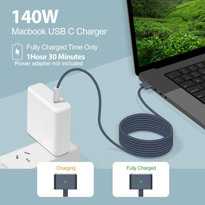140W USB-C to Magnetic 3 Cable(2m/6.6ft),Compatible with MacBook Air 2023/2022,MacBook Pro 2023(M1,M2,M3,M4 13-16 inch),MacBook Pro Charger Cord(M2,M3,M4) 1
