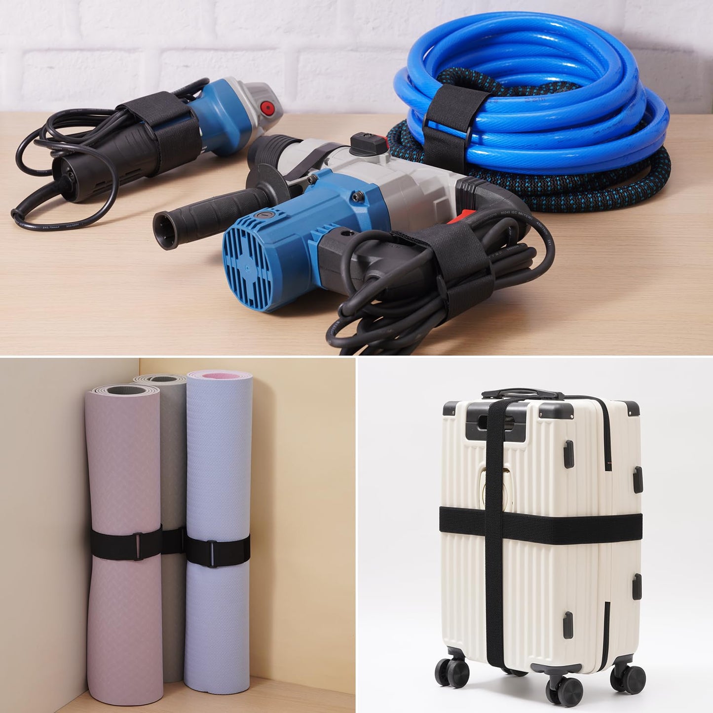 Trilancer 10M x 5CM Heavy Duty Hook and Loop Straps with 30 Buckles – Adjustable, Cut-to-Length, Reusable Cinch Straps for Securing Cables, Hoses, Pipes, and More
