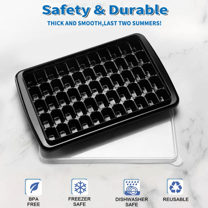 ARTLEO Ice Cube Tray with Lid and Bin for Freezer, Easy Release 55 Nugget Ice Cube Maker Tray & Mold, Ice Tray with Cover, Storage Container, Scoop. Flexable Durable Plastic, BPA Free