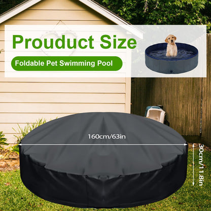 TOYMIS Round Dog Pool Cover, 48 Inch, Black, Waterproof, Dustproof, Modern, Animal, Pool Cover