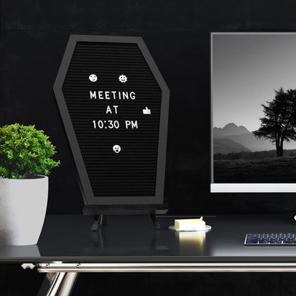 YCCYYCCY Coffin Felt Letter Board, Gothic Decor Bulletin Board for Table Top or Wall, Coffin Message Board with Pins, Gothic Decor for Home, Office, Bistro and School(Letter)