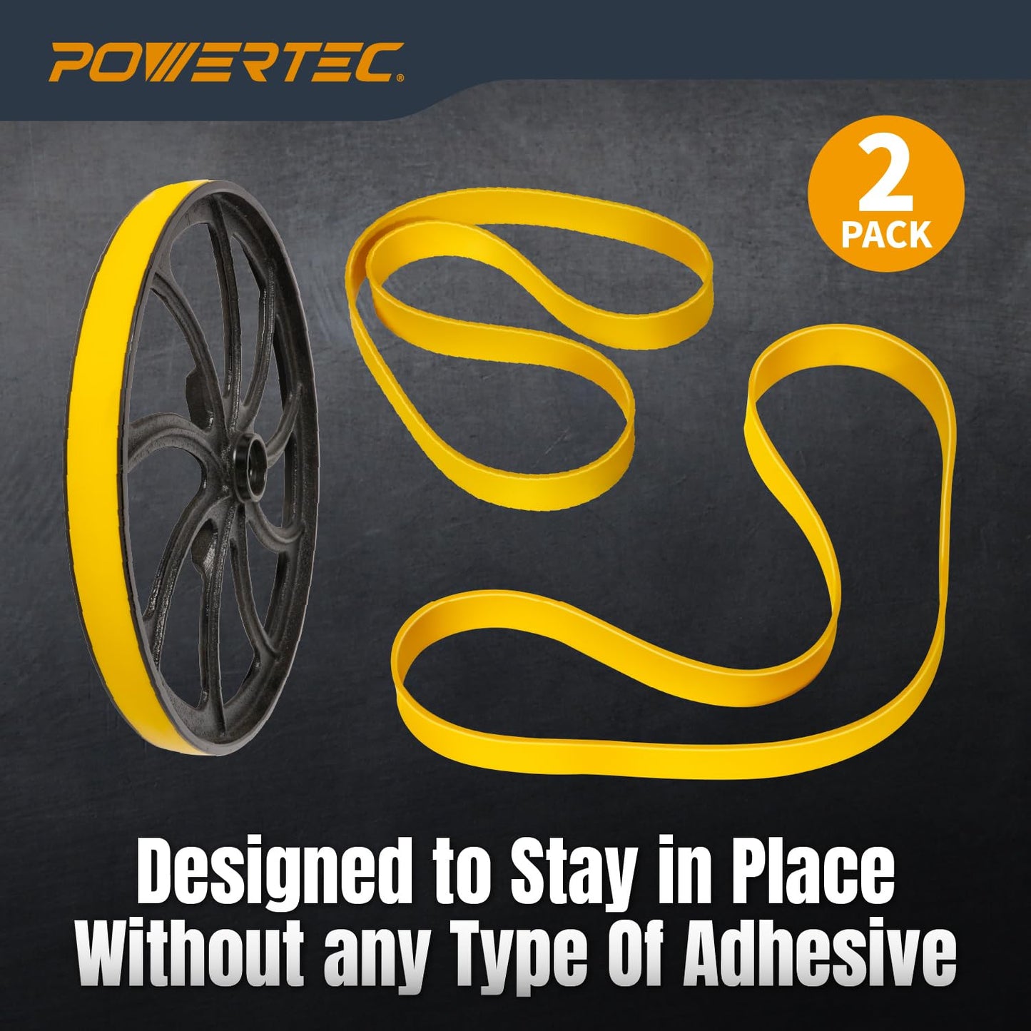 POWERTEC 71725 14" Band Saw Tires, 14 Inch x 1 Inch x .095 Inch, Urethane Bandsaw Tires for Grizzly, Jet, Powermatic 14 inch Bandsaws, 2 Pack (Color May Vary)
