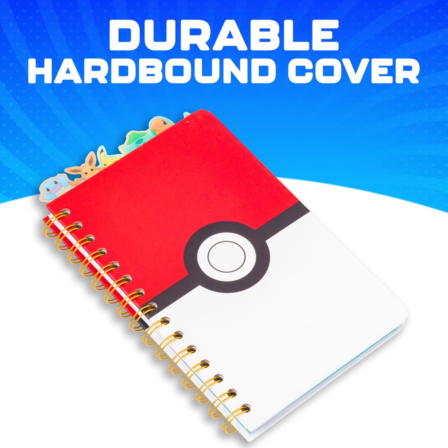 Silver Buffalo Pokemon Pokeball Starters Spiral Tabbed Notebook, 8 x 5 Inches