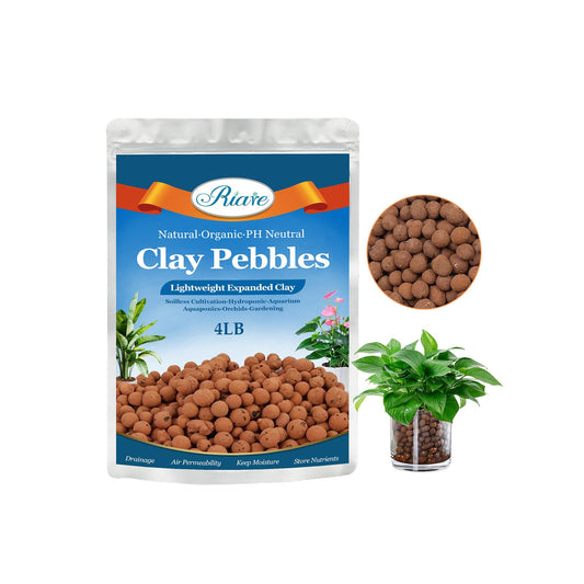 Riare 4 LBS Organic Expanded Clay Pebbles for Plants- 4mm-16mm Natural Leca Balls Lightweight Hydroponic Clay Pebbles Aggregate for Indoor Plants, Hydroponic Growing, Plants Drainage, Aquaponics
