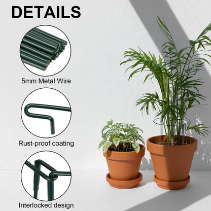6-Pack Plant Support Stakes with 12 Extend Stems, 20 Clips, 10 Labels & 30m Ties – Interlocking Garden Stakes for Peony, Hydrangea, Flowers – Metal Plant Stems & Supports for Outdoor/Indoor Use