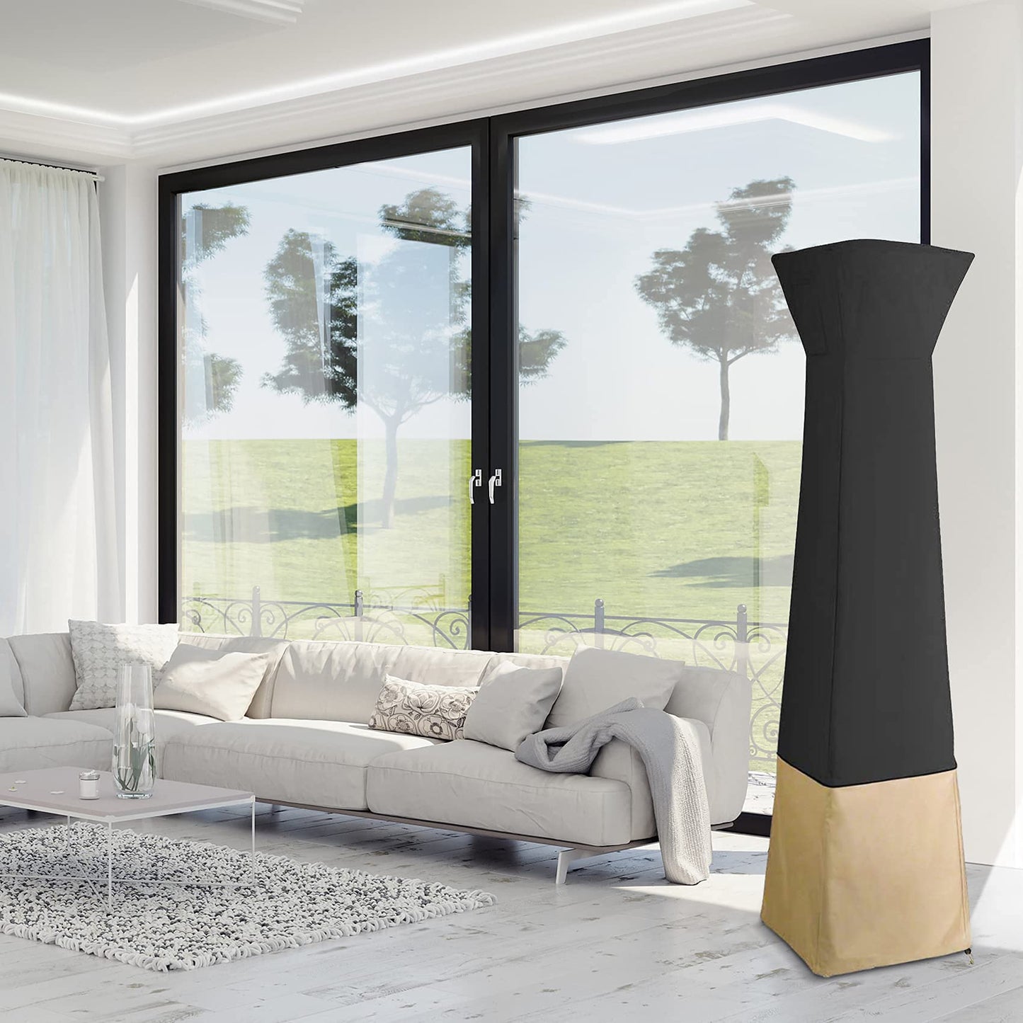 Stanbroil Pyramid Patio Heater Cover, Heavy Duty Waterproof Outdoor Heater Cover with Zipper, 21x21x90 Inch, Black&Camel