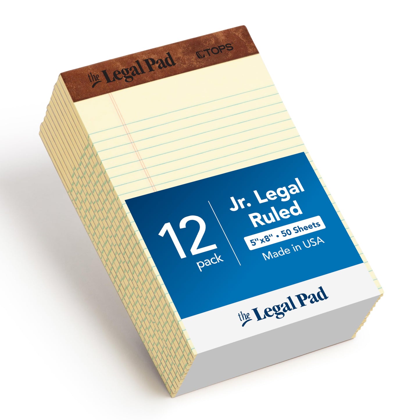 Tops Notebooks, The Legal Pad, Jr. Legal Ruled, 5 x 8 Inch, Canary, 50 Sheets per Pad, 12-Pack, Perforated Pages, for Office, Legal or On-The-Go Notes