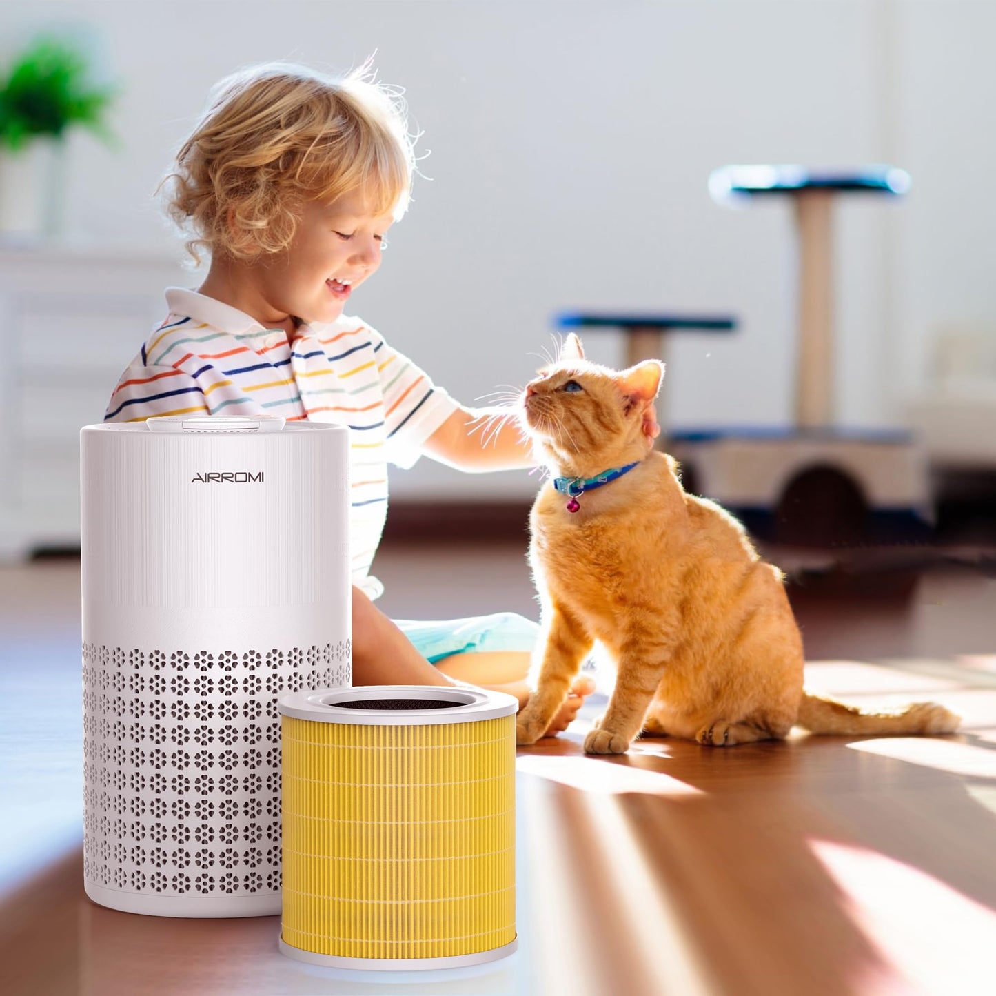 AIRROMI A2001 HEPA Air Purifier Replacement Filter: Original 3-in-1 Filter, Removes 99.97% of 0.3 Micron Particles, Yellow Activated Carbon Filter - Pets & Allergen Specific -1 Pack