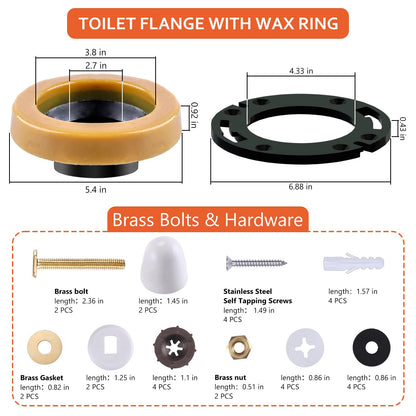 boeemi Toilet Flange Repair Kit with Wax Ring for Toilets Install or Leaking Toilet Wax Ring Replacement Kit Include Mounting Hardware Fits 3-inch or 4-inch Waste Lines