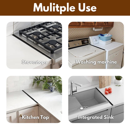 RECAPS Stainless Steel Extendable Stove Gap Covers Fliter 13.8"to 27.5"in, Stove Side Gap Covers for Kitchen, Heat Resistant Oven Crack Guard for Counter (2 Packs，Black）