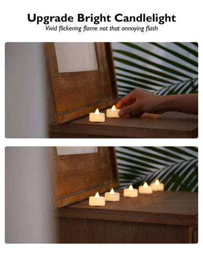 BEICHI 50 Pack Battery Flicker Tealights, Long Last 200+ Hours, Flameless Fake Candle Bright Realistic for Christmas, Romantic Night, Wedding Decoration