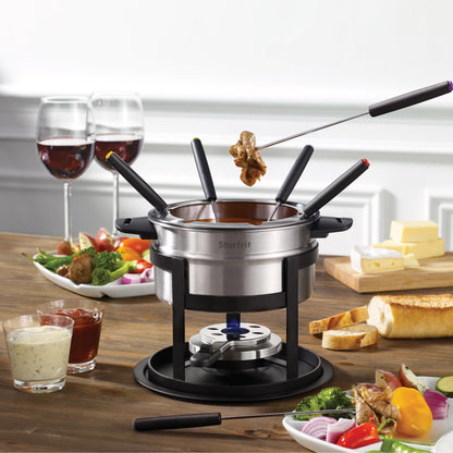 Starfrit Fondue Set - 3-in-1 Meat, Cheese, Chocolate - 12-Piece - Adjustable Safety Burner - 1.6 L Capacity