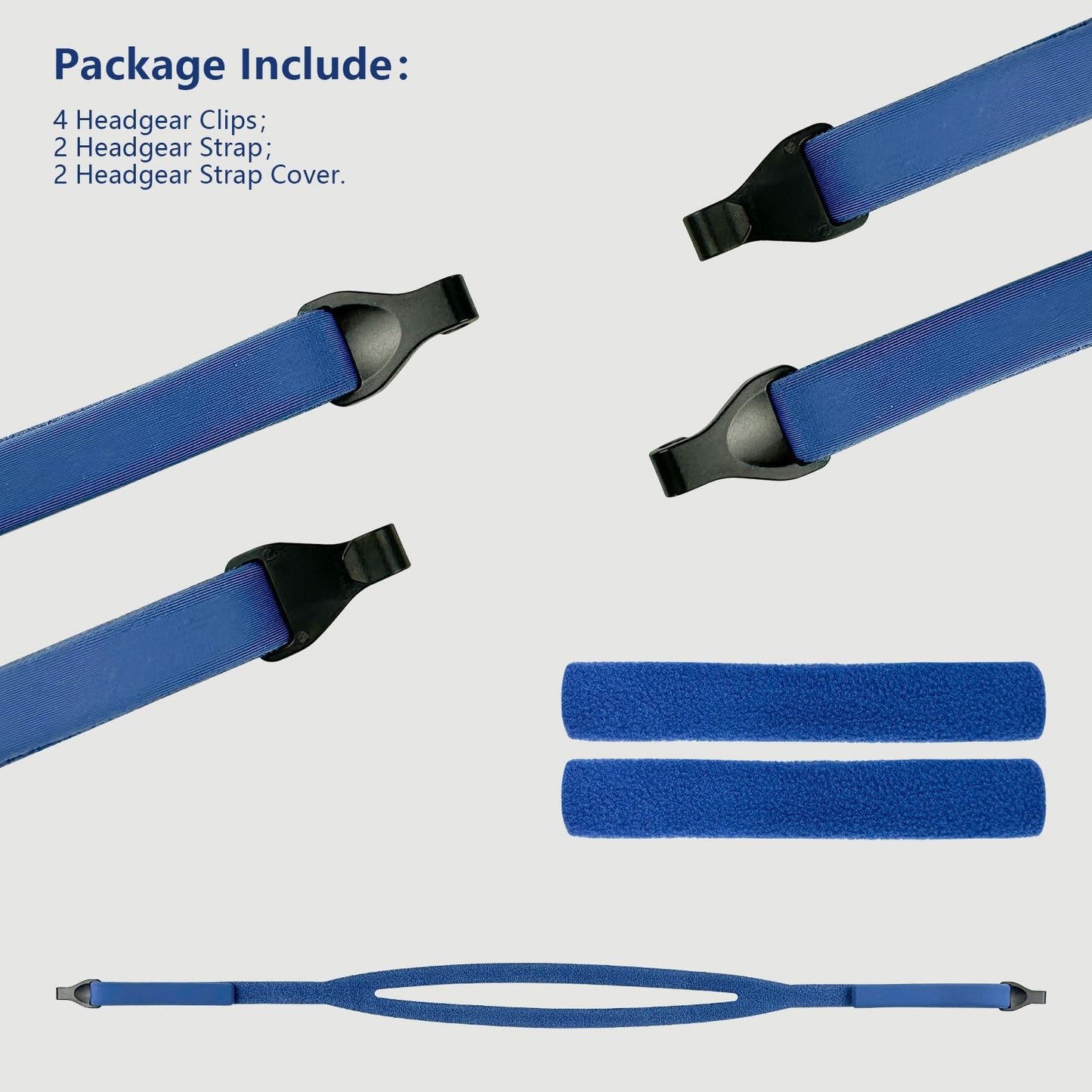 Headgear Strap and Clips for Fisher Paykel Brevida Nasal Pillow Mask Headgear 2 Pack Replacement Headgear Supplies Compatible for Brevida Nasal Pillow (Standard, Blue)