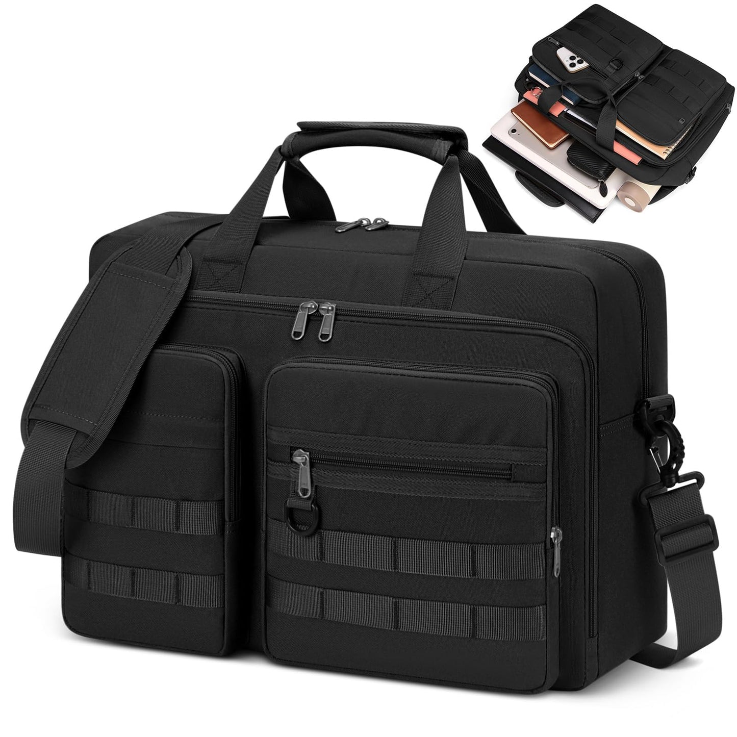 RAINSMORE Professional Messenger Bag for Men 15.6 17.3 inch, Laptop Bag, Waterproof Polyester, Computer Bag Business