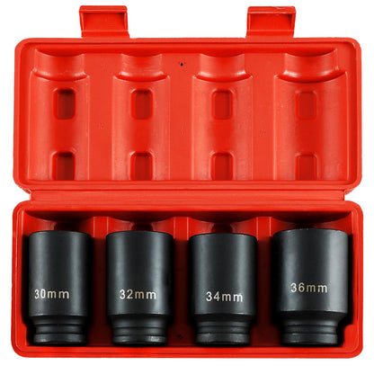 Acymner 1/2" Drive Deep Spindle Axle Nut Impact Socket | 4 PCS Metric Axle Nut Socket Set, CR-MO, 12 Point Design, 30,32,34,36mm, 1/2 Inch Heavy Duty Deep Impact Socket Set