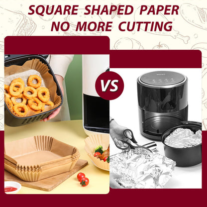Air Fryer Liners for Cosori 6Qt and Chefman 8Qt Air Fryer, Airfryer Liners Disposable Square Parchment Paper for Air Fryer 5-8Qt Basket, Food Grade Air Fryer Parchment Paper Liners 250PCS