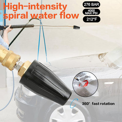 Pressure Washer Nozzle Spray Tips Full Set, 4000PSI 360° Rotating Turbo Nozzle 4.0 GPM 4.0 Orifice,with Spray Nozzle Tips Kit,1/4'' Quick Connect
