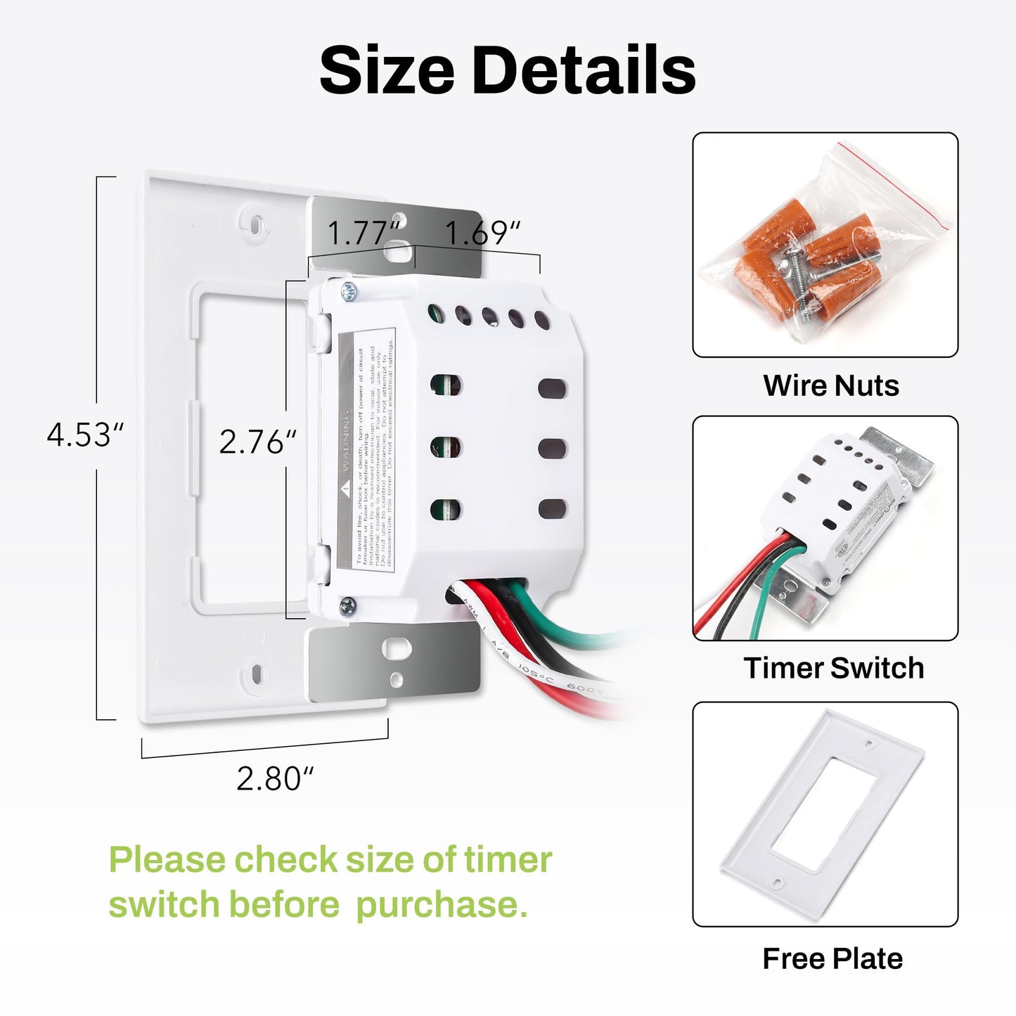 BN-LINK Countdown Digital Wall Timer Switch for Exhaust Fan with Push Button 5-10-20-30-45-60mins, Bathroom Fan Light Switch Timer Indoor, Neutral Required, Wall Plate Included, White