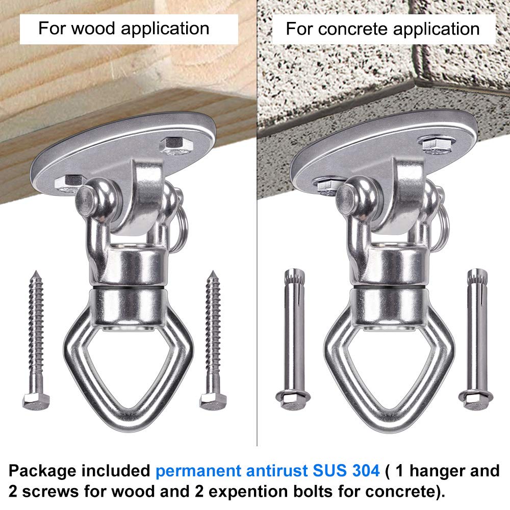 Besthouse Swing Hanger with 2 Bearing, 362kg Capacity, Rotational Device Hanging Accessory for Aerial Silks Dance, Web Tree Swing, Yoga Swing Sets