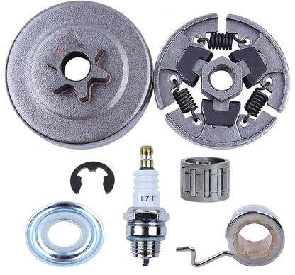 3/8" Sprocket Clutch Kit for Stihl 017 018 MS170 MS180 021 023 025 MS210 MS230 MS250, ADEFOL Sprocket + Clutch Drum + Bearing + Worm Gear + Washer + E-Clip + Spark Plug