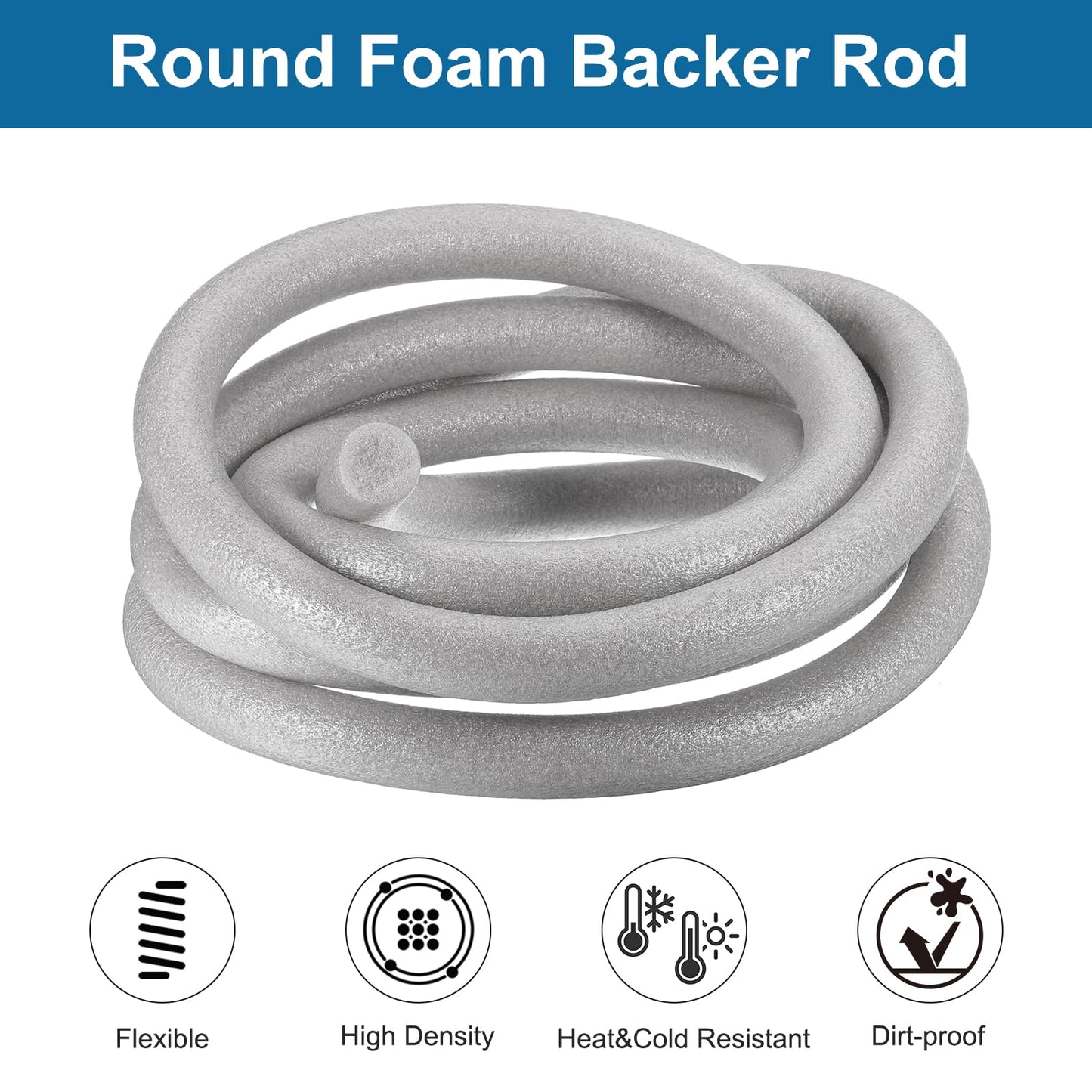 PATIKIL 1" x 16.4 ft Foam Backer Rod, Foam Caulk Saver Concrete Expansion Joint Filler Weather Strip for Sealing Concrete Gaps, Crack Joint Sealer, Grey