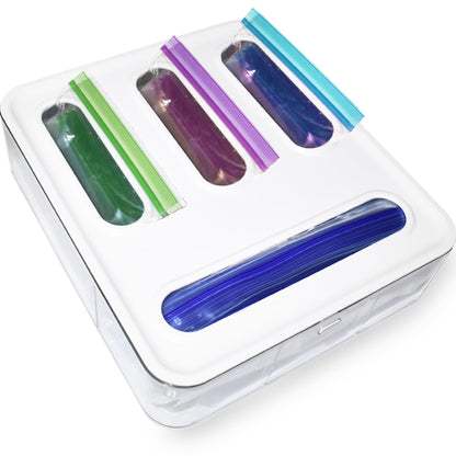 Bag Storage Organizer for Kitchen Drawer, Plastic Bag Container Holder, Baggie Dispenser for Gallon, Quart, Sandwich, Snack, Kitchen Organizers and Storage