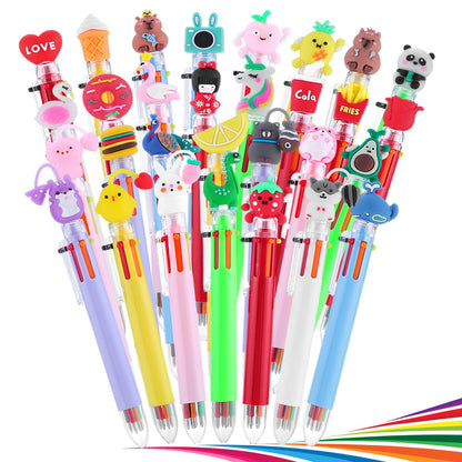 30 Pack Multicolor Pen in One, 6-in-1 Cute Pen Bulk Fun Pens for Classroom Prizes, Graduation Gifts, Birthday Party Favors, Back To School Gifts and School Supplies