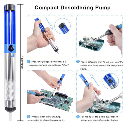 Soldering Iron Kit Electronics, 60W Soldering Welding Iron Tools with ON-Off Switch, 5pcs Soldering Iron Tips, Solder Sucker, Soldering Iron Stand, Tweezers, Solder Wire, Wire Cutter, PU Carry Bag