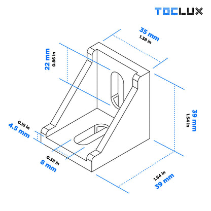 10 Sets Silver 4040 Aluminum Extrusion Corner Bracket Kit – 10pcs Corner Brackets, 20pcs M6 Spring T-Nuts & Hex Screws, 1 Ball-End Hex Wrench – for 40 Series T Slot Extruded Aluminum Rail Accessories